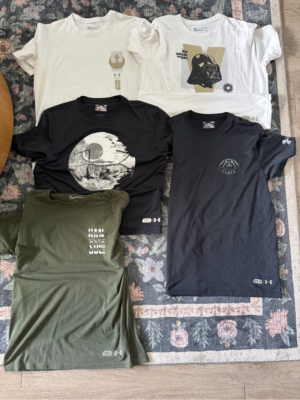 LOT of 5 Star Wars Under Armour Shirt Large Darth Vader Maul Mandalorian Grogu